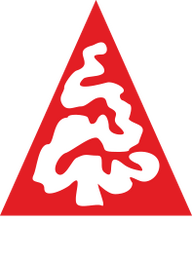 Logo Konrad su sfondo bianco Logo rosso di Konrad su sfondo bianco con albero stilizzato all'interno di un triangolo.