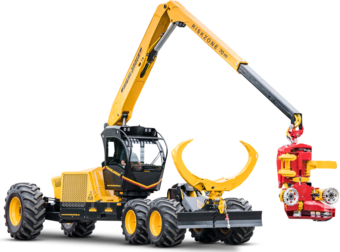 An innovative yellow harvester machine featuring state-of-the-art cutting and lifting technology.